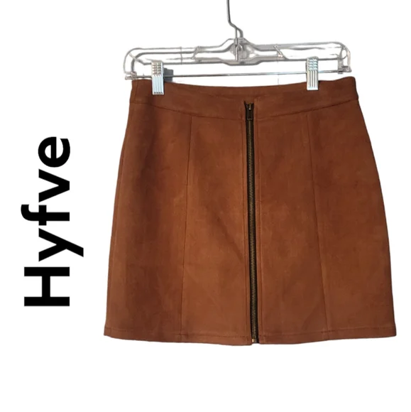HYFVE Skirts Hyfve Womens Faux Suede Front Zip Skirt Size M Poshmark